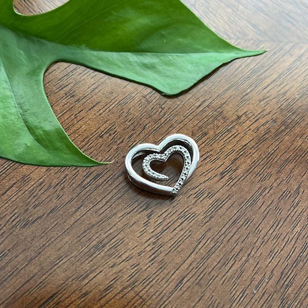 Sterling silver double heart pendant
